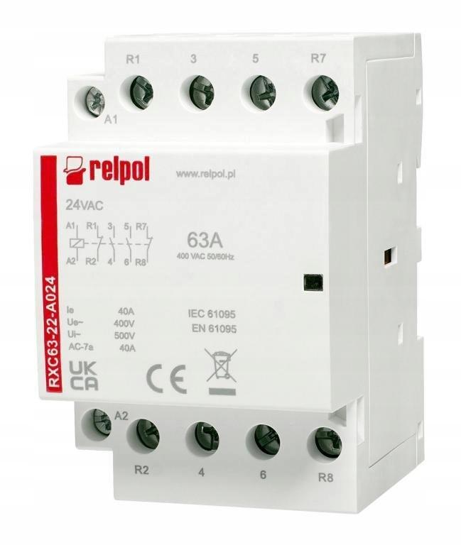 RELPOL Stycznik instalacyjny 2NO + 2NC, 63A, 24 VAC RXC63-22-A024