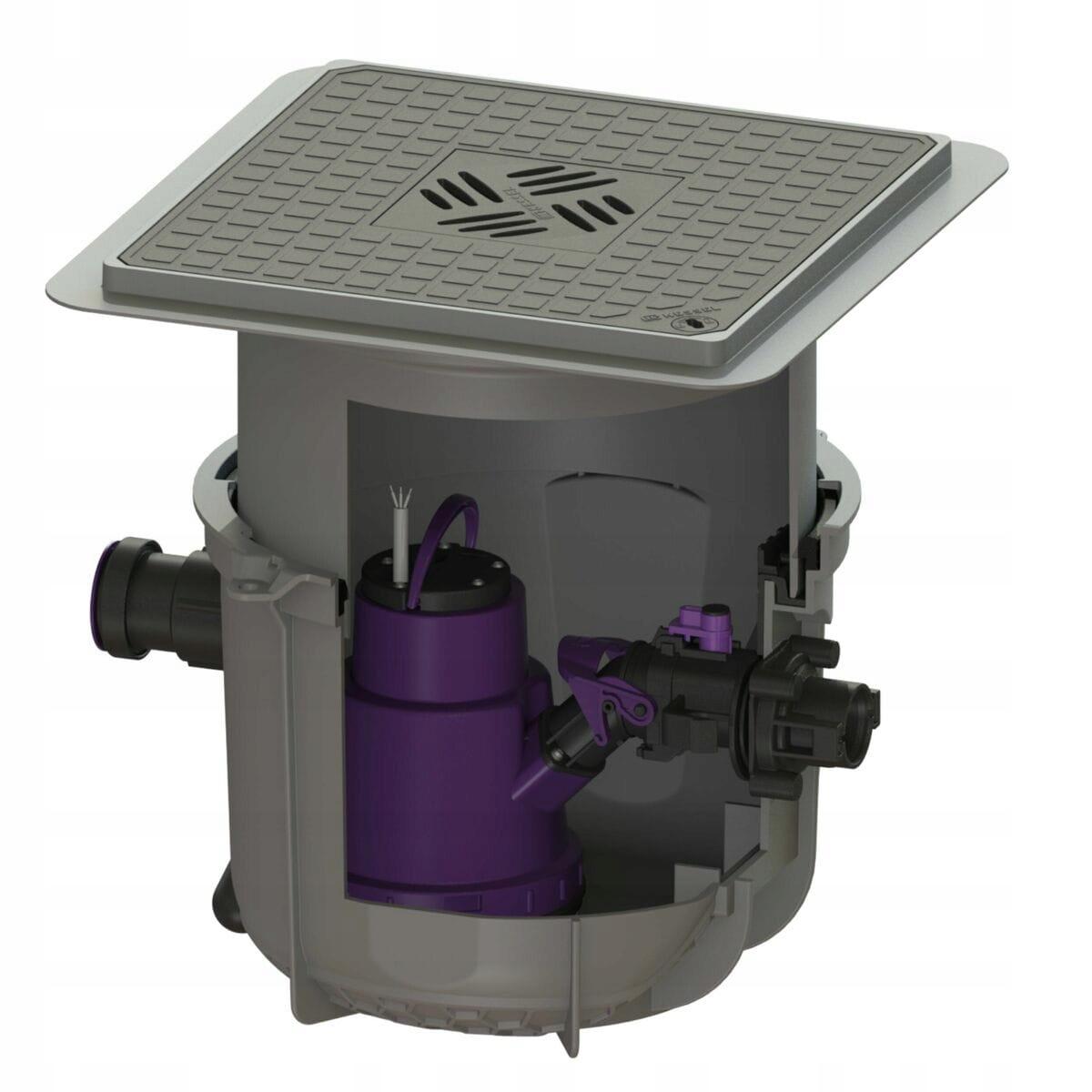 Przepompownia Minilift S, zabudowa podłogowa, pokrywa czarna (S)