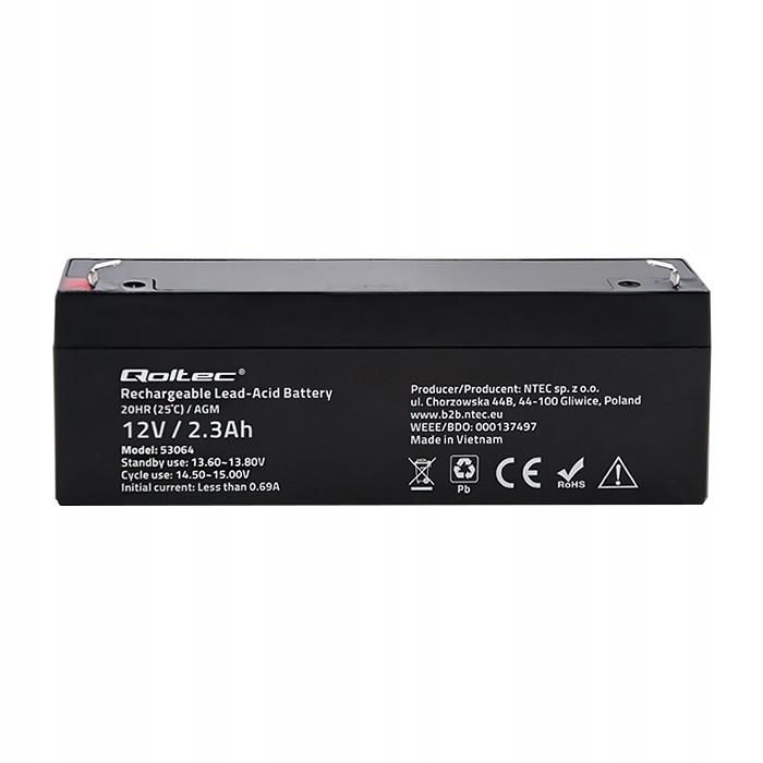 QOLTEC Akumulator AGM 12V 2.3Ah max. 34.5A