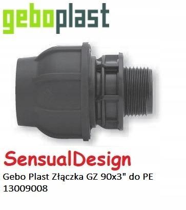 Złączka zaciskowa PP 90x3 GZ gwint zewnętrzny PN10, do rur PE, kolor czarn