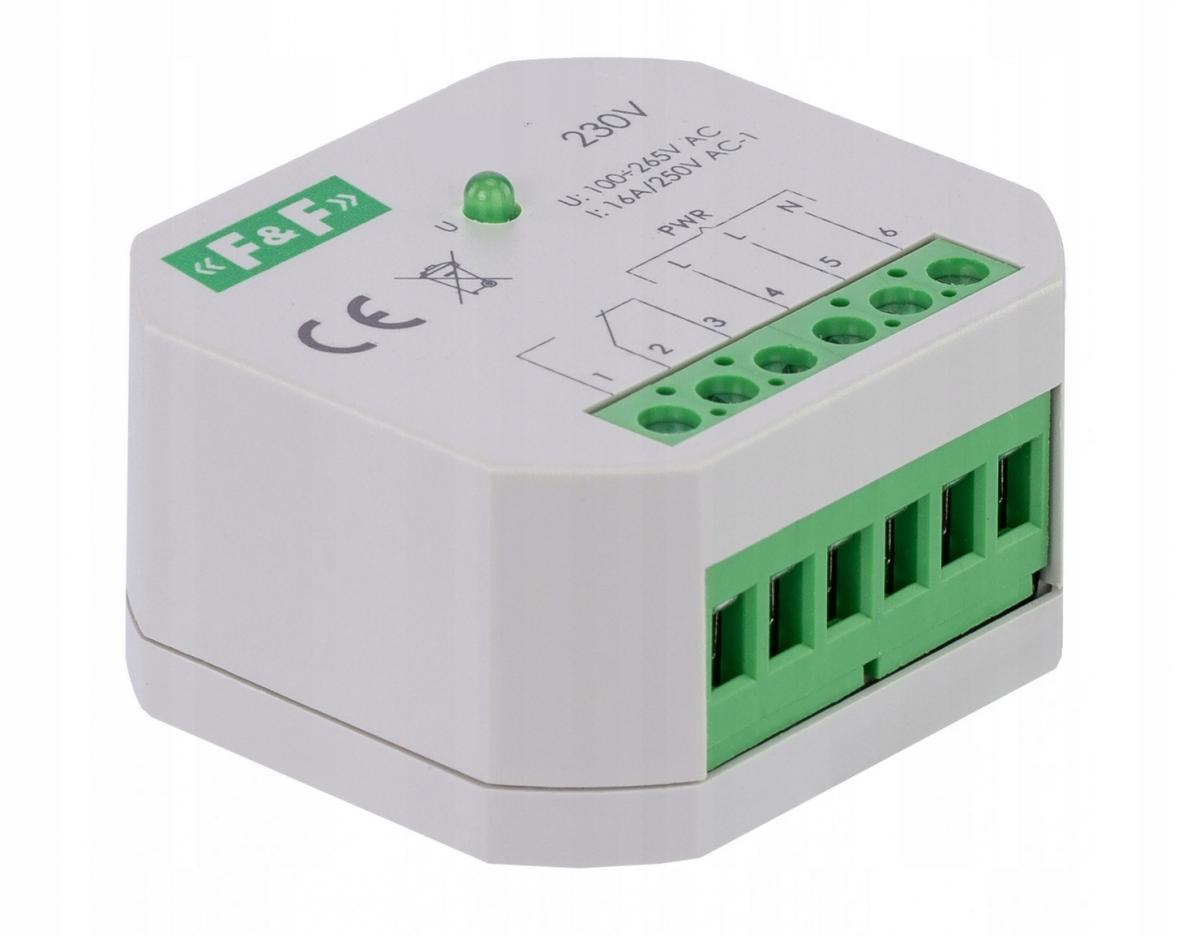 F&F Przekaźnik elektromagnetyczny, 1P 16A, montaż podtynkowy,U=230V PP-1P