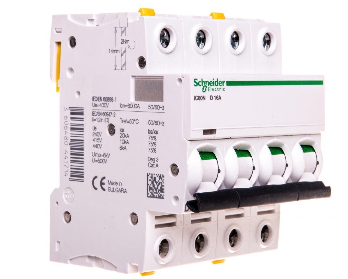 SCHNEIDER ELECTRIC Wyłącznik nadprądowy iC60N-D16-4 D 16A 4-biegunowy