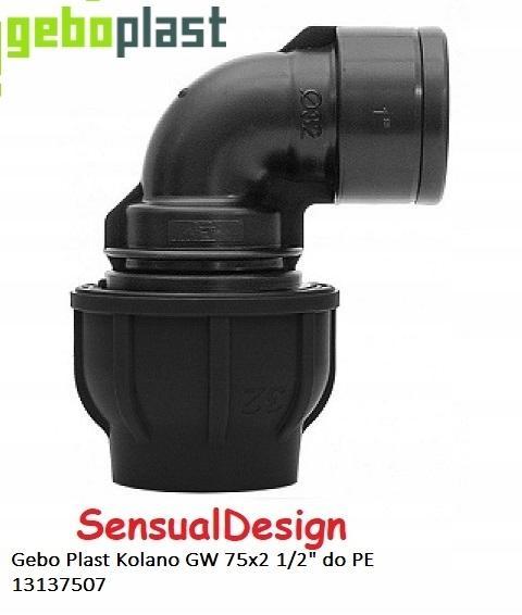Kolano zaciskowe PP 90st. 75x2 1/2 GW gwint wewnętrzny PN10, do rur PE, ko