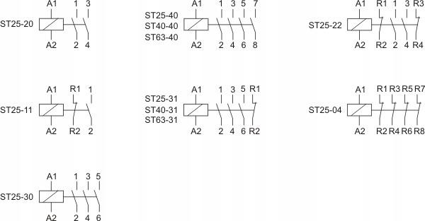 Stycznik modułowy ST25-31/24 stycznik modułowy styki 3NO+1NC I=25A nap. Cew