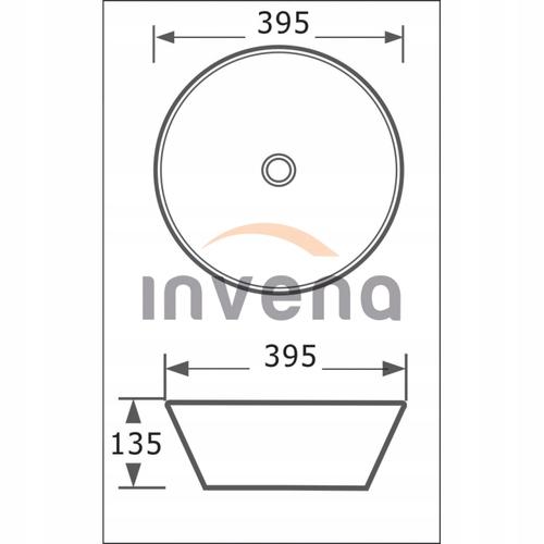 INVENA UMYWALKA NABLATOWA TINOS INVENA TREND, 39,5 CM, BIAŁY MAT