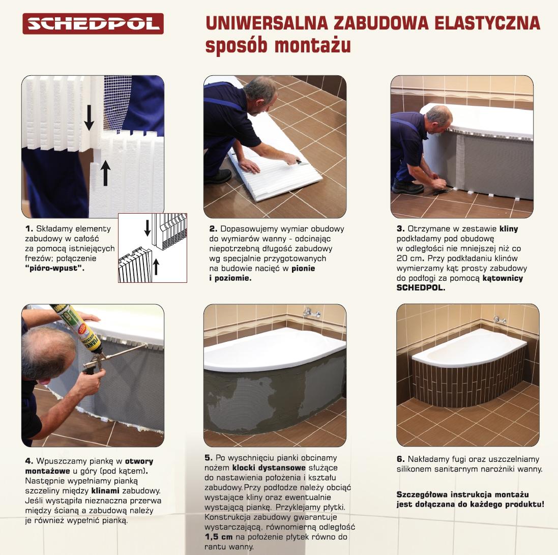 SCHEDPOL Obudowa podpłytkowa LED 1.040-led 240x58 cm do wanien półokrągłych