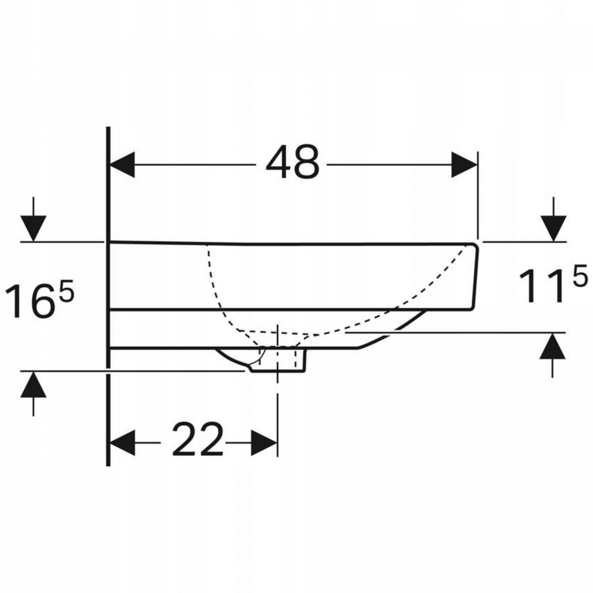 Umywalka Smyle Square B90 cm, H16.5 cm, T48 cm, z przelewem, z otworem na b