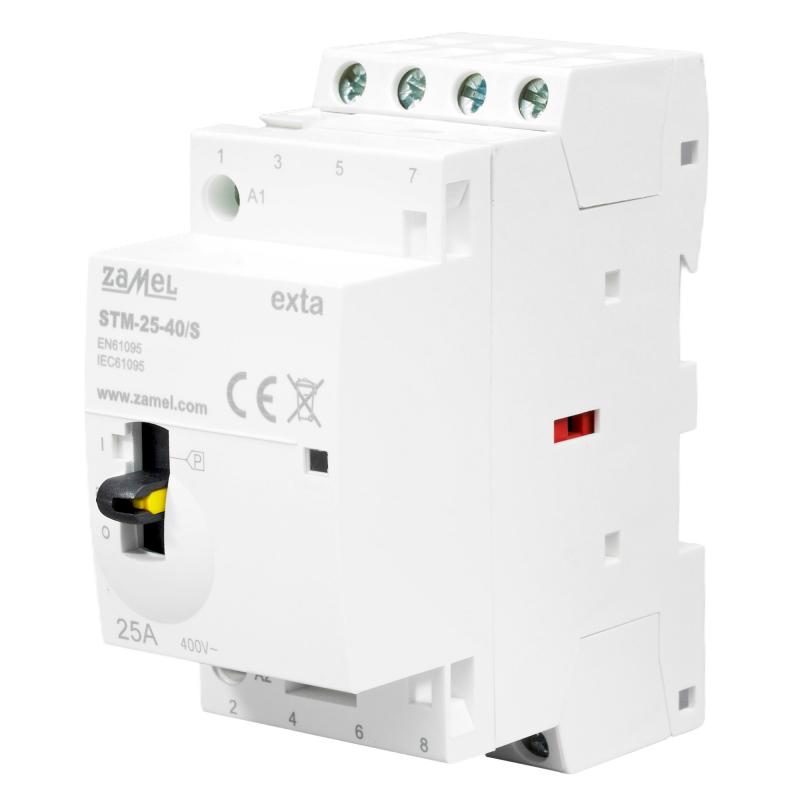 Stycznik modułowy ze sterowaniem ręcznym, instalacyjny 25A, 4xNO, 230V AC S