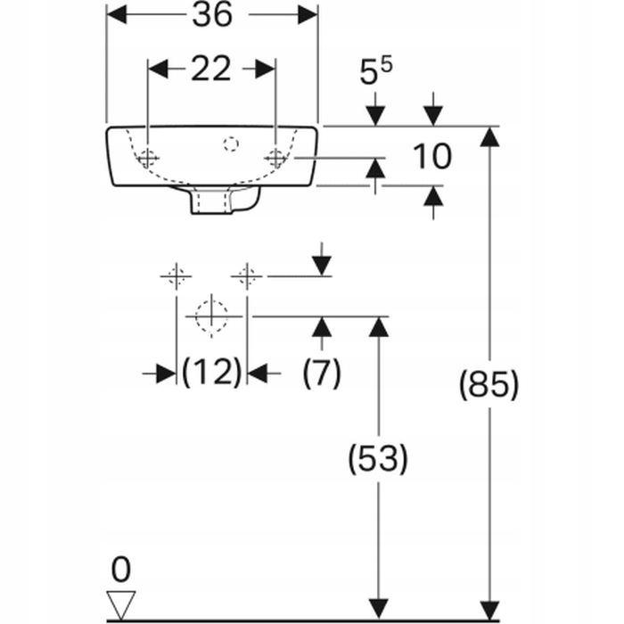 Umywalka kompaktowa Selnova Square B36 cm, H14.5 cm, T28 cm, z przelewem, z