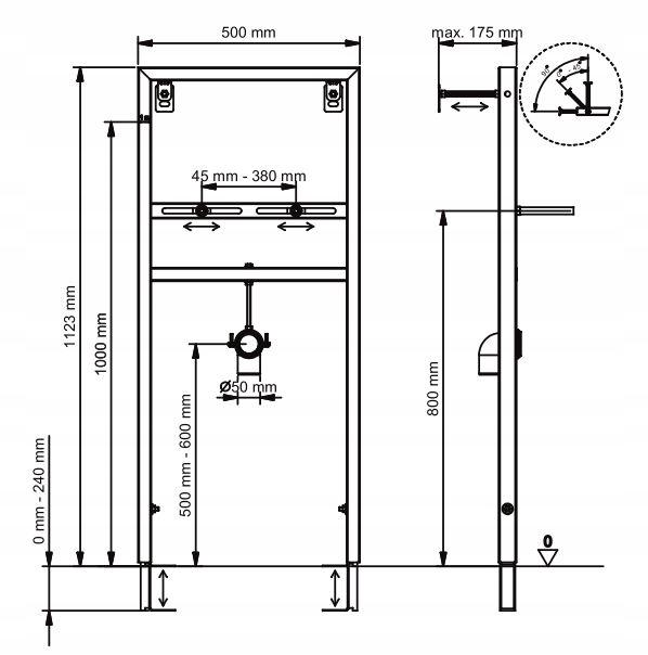 Stelaż do umywalki podtynkowy ROCA DOSTĘPNA ŁAZIENKA 410 x 240 x 1400 mm
