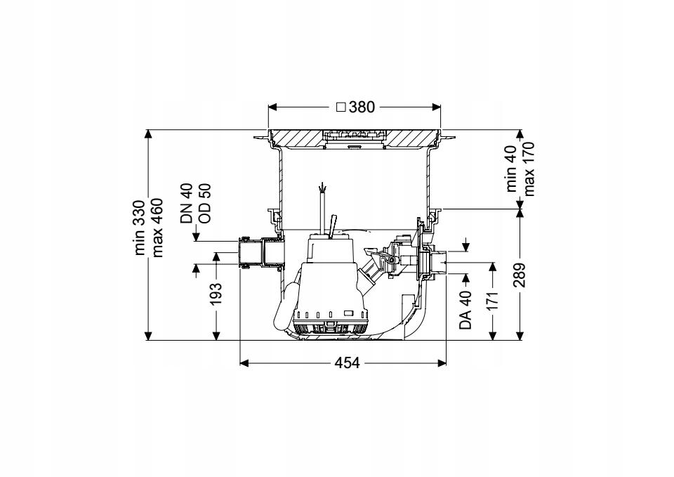 Przepompownia Minilift S, zabudowa podłogowa, pokrywa czarna (S)