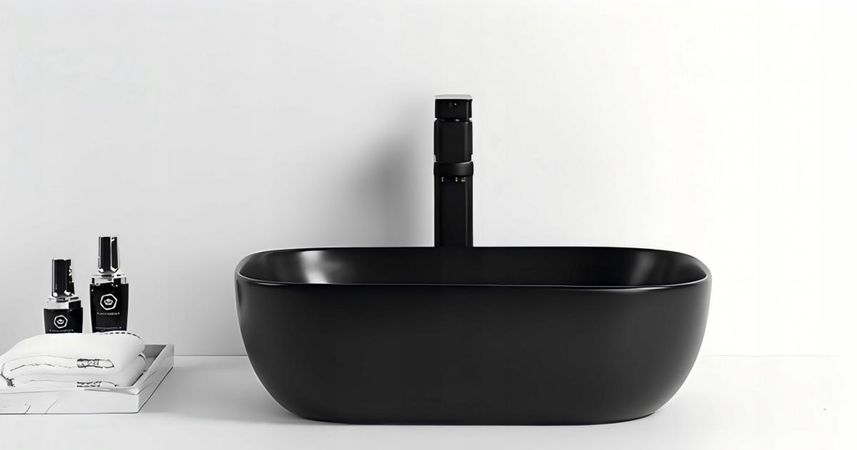 UMYWALKA NABL VITORIA INVENA TREND 45,5 CM PROSTOKĄT, CZARNY PÓŁMAT
