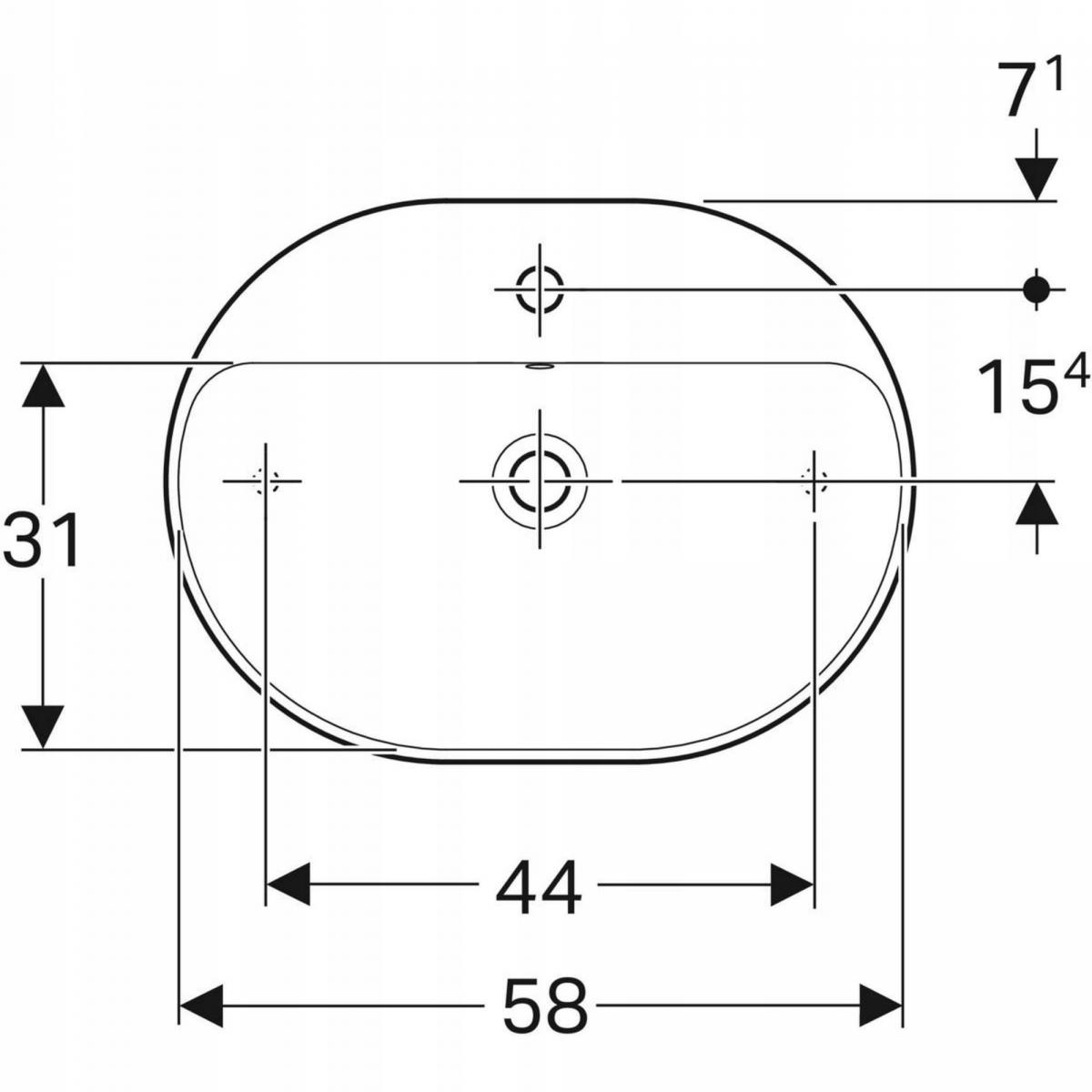 Umywalka Variform stawiana na blat, eliptyczna, B60 cm, H15.8 cm, T45 cm, z