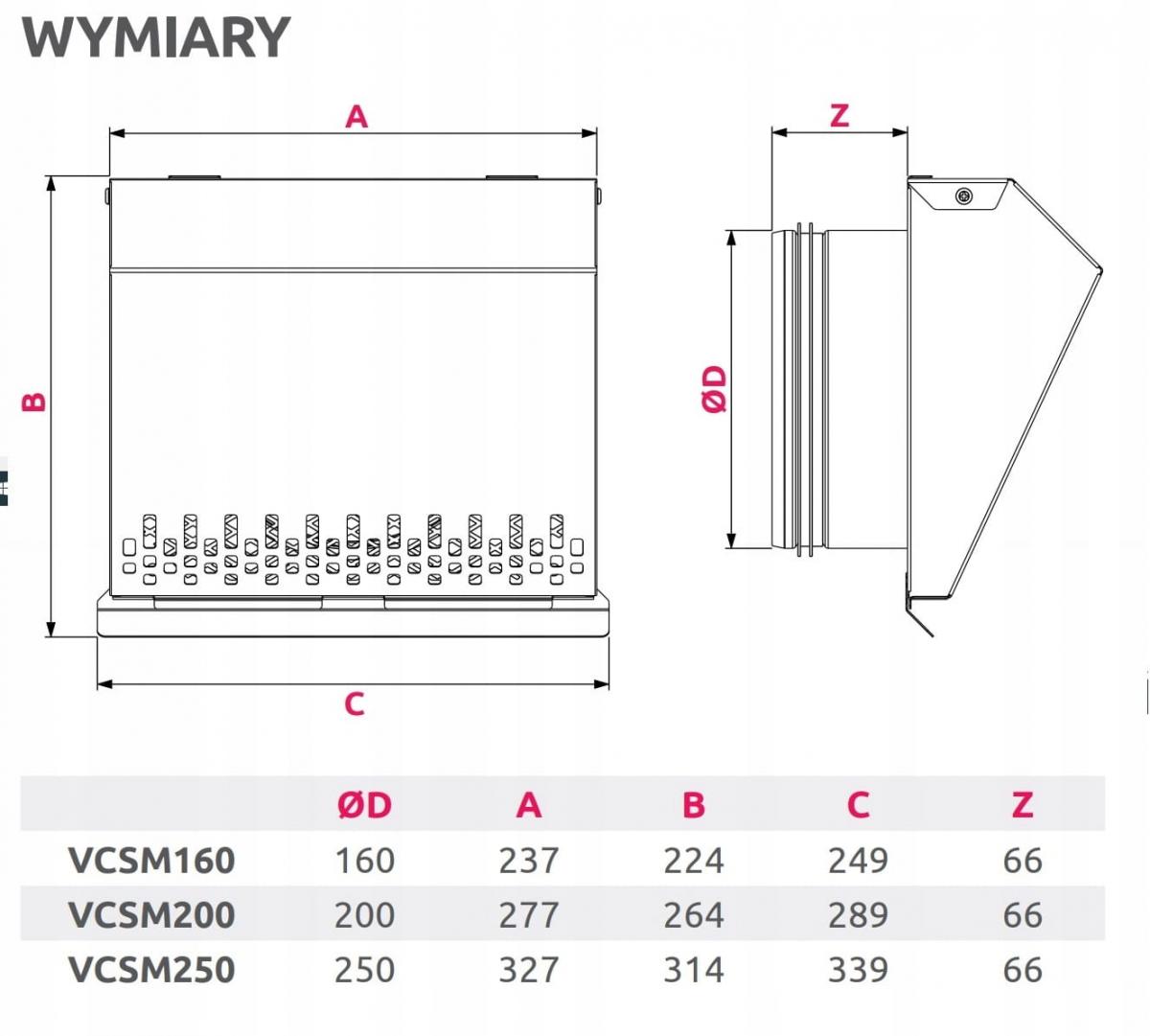 AWENTA Czerpnia ścienna metalowa fi315, biały
