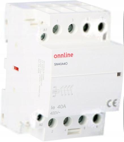 Stycznik modułowy styki 4NO I=40A napięcie cewki U=230V AC 3 moduły ONNLINE