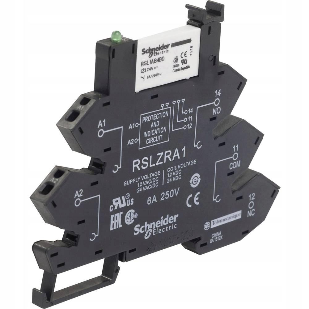 SCHNEIDER ELECTRIC Przekaźnik interfejsowy z LED, 1 styk C/O, 24V DC, 6A