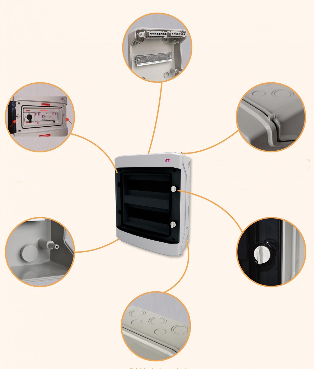 Rozdzielnica natynkowa ECH-12PT 12 modułów drzwi transparentne IP65 1500V D