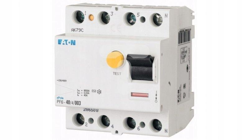 EATON Wyłącznik różnicowoprądowy 6kA PF6-40/4/01-A