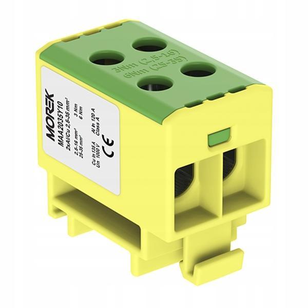 Złączka OTL35-2 żółto-zielony 2xAl/Cu 2,5-35mm2 1000V AC/1500V DC, zacisk u