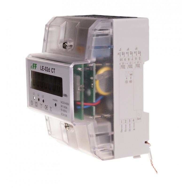 Licznik energii elektrycznej LE-02d - trójfazowy, wyświetlacz LCD, kl.1, 3x