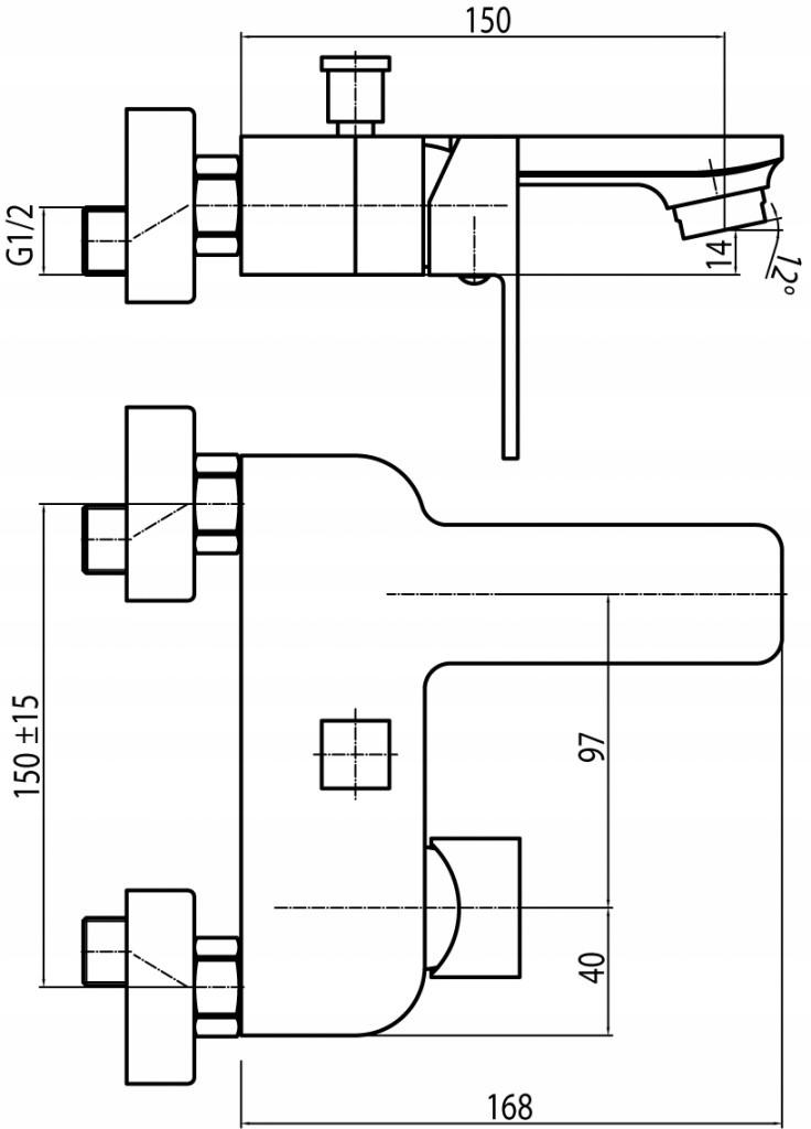 Bateria wannowa Valvex Loft Gold ścienna (bez akcesoriów)