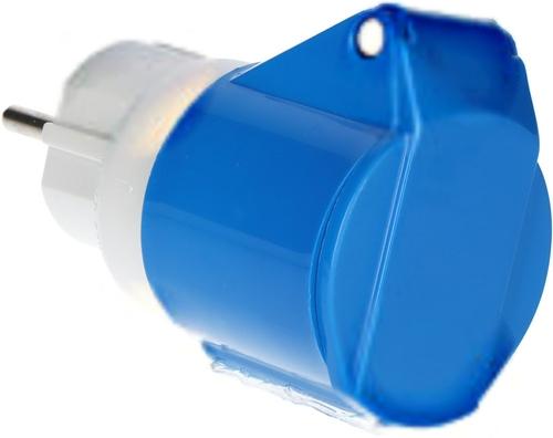 Adapter kempingowy wtyk 230V Uni-schuko, gniazdo przemysłowe 16A/3P, OPAL K