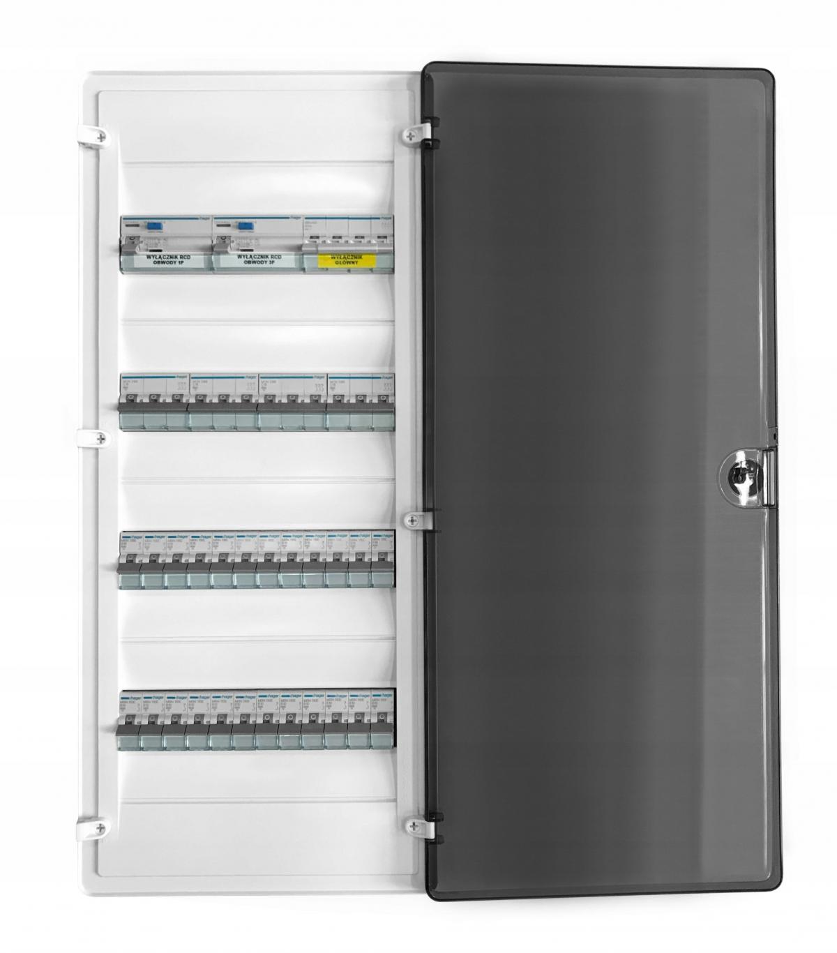 HAGER Rozdzielnica natynkowa Golf IP40, drzwi transparentne, 48 modułowa