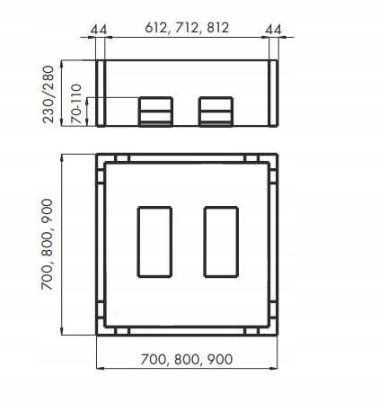 Nośnik do brodzików stalowych kwadrat 90x90x28 głębokość max16 cm 2.004