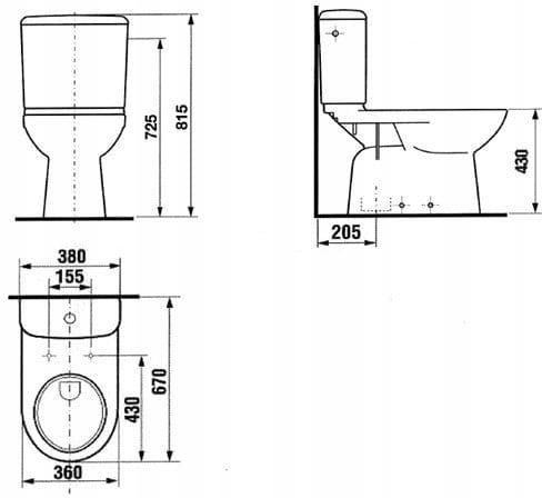 ROCA Miska WC Dostępna łazienka do kompaktu o wysokości 43 cm o / pionowy