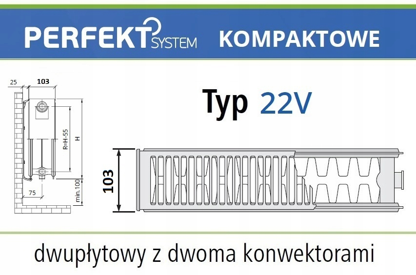GRZEJNIK PERFEKT STYLE LINE CV22 900x1000 Typ V 22 Prawy