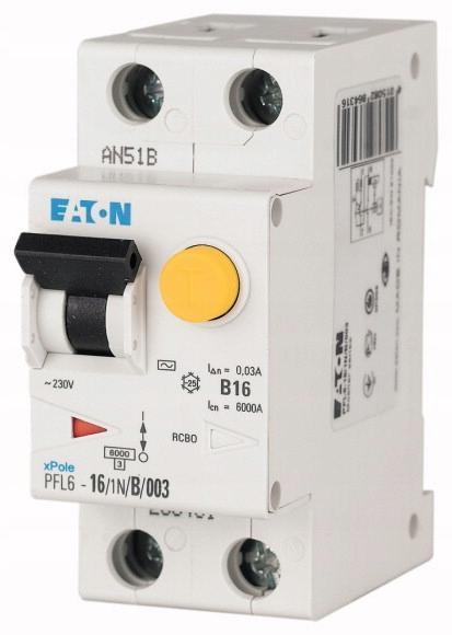 EATON Wyłącznik kombinowany 6kA PFL6-16/1N/B/003-A