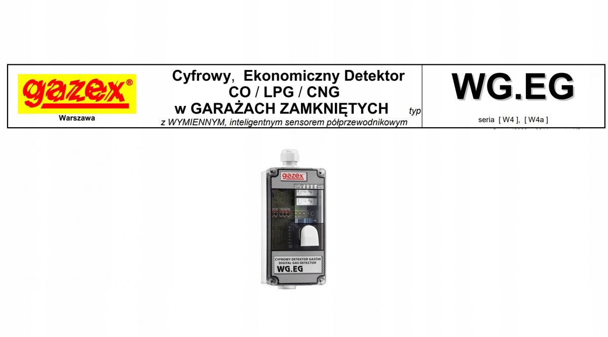 Detektor tlenku węgla WG-22 230V CO, 30/60/150ppm (s15), sensor p-p, zasila