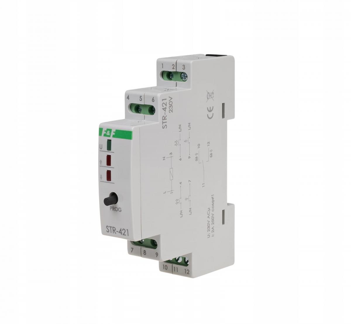 F&F Sterownik rolet STR-421 dwuprzyciskowy, Un=230V AC, 8A, 1 moduł