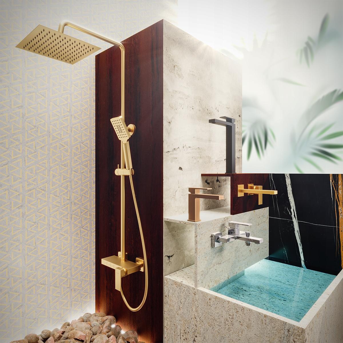 VALVEX Bateria umywalkowa stojąca bez korka spustowego ARS BRUSHED GOLD