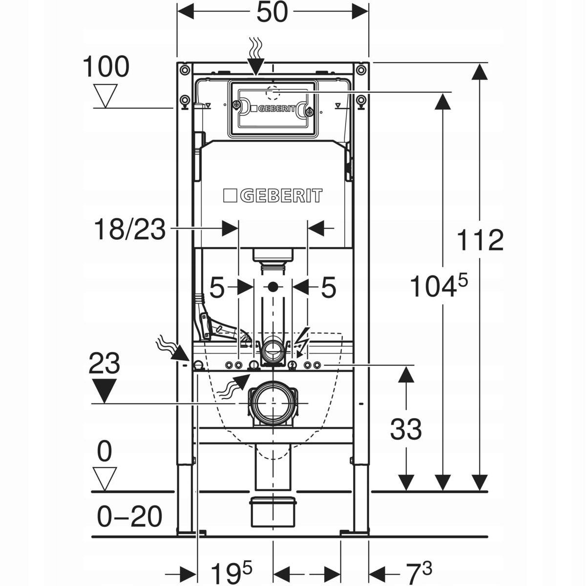 Stelaż do WC GEBERIT Duofix Basic Delta 500 x 120 x 1120 mm