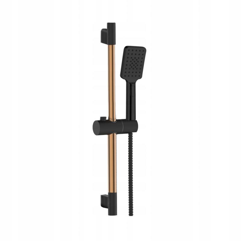 INVENA ZESTAW NATRYSKOWY NA DRĄŻKU MIDNIGHT BLACK GOLD ROSE 3F
