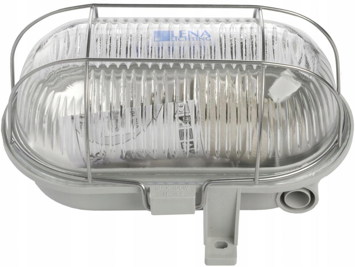 Oprawa kanałowa Oval 100 E27, 100W, szara, klosz szklany bezbarwny, osłona