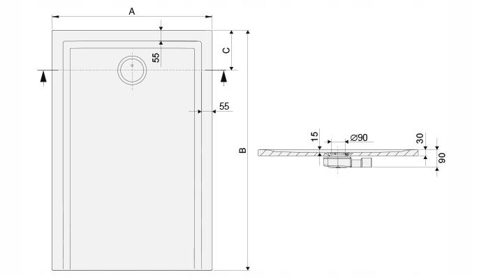Brodzik min prostokąt 80x120x3 cm SANPLAST Space Mineral B-M/SPACE S