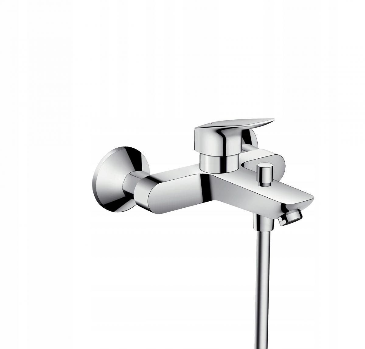Bateria wannowo-prysznicowa dwuuchwytowa ścienna Hansgrohe Logis srebrny