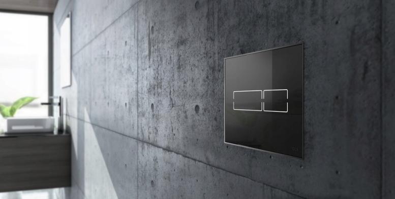 Przycisk spłukujący TECE TECElux mini do WC szkło czarny 220 x 150 x 8 mm