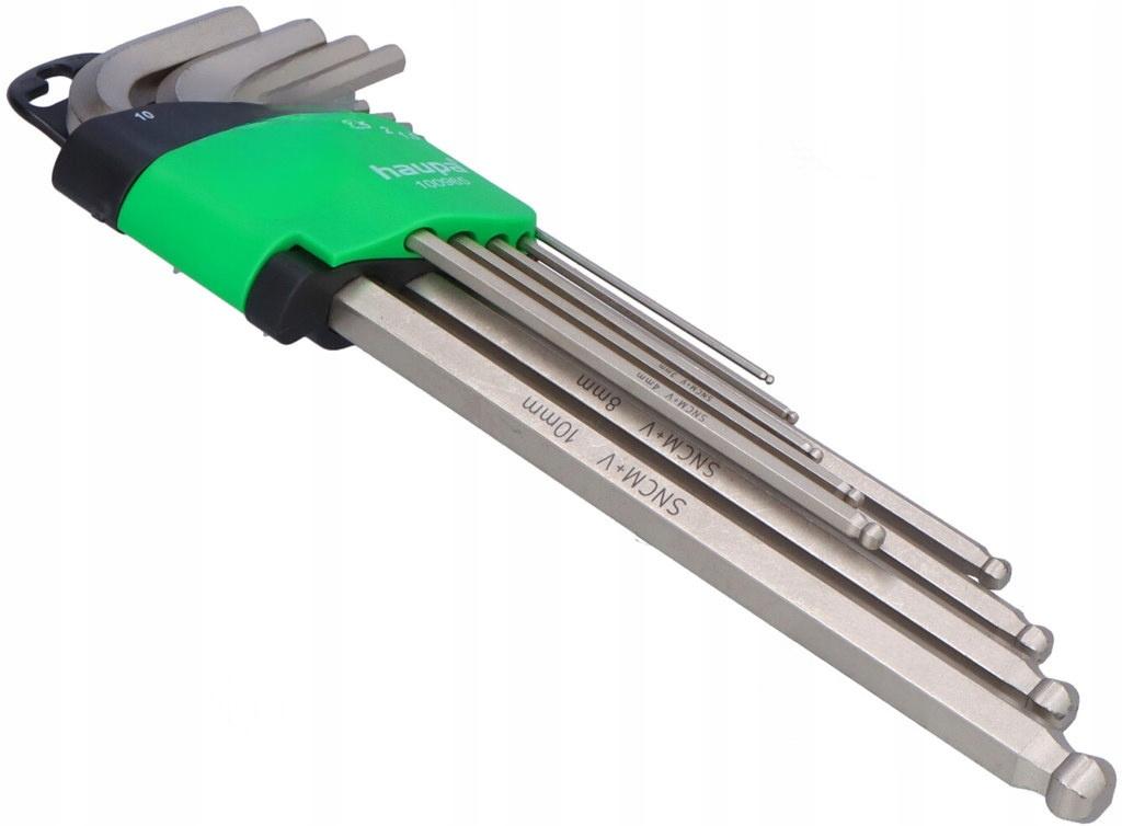 Zestaw kluczy imbusowych 1,5-10 mm grot kulowy ekstra długie