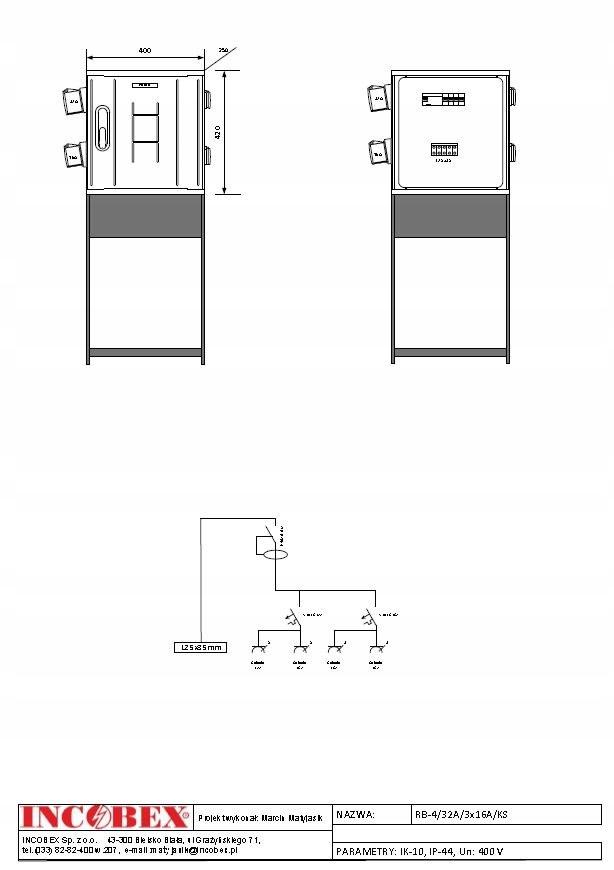 INCOBEX Rozdzielnica budowlana RB-4/32A/3x16A/KS