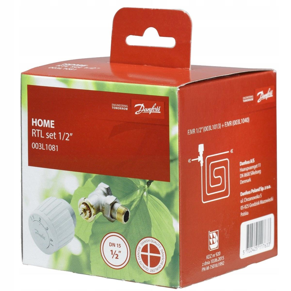 DANFOSS Zawór grzejnikowy kątowy DANFOSS FJVR 7x12x17 mm 10 bar 10-50°C