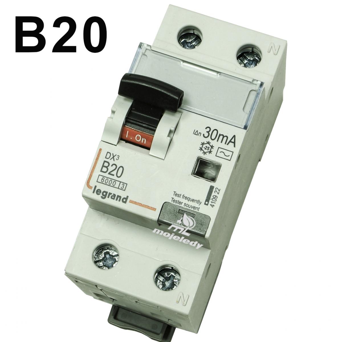 LEGRAND Wyłącznik różnicowo-nadprądowy P312 2P B 20A 30MA TYP AC DX3
