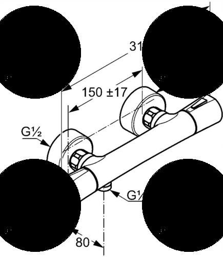 Bateria natryskowa ścienna termostatyczna KLUDI ZENTA DN 15 chrom