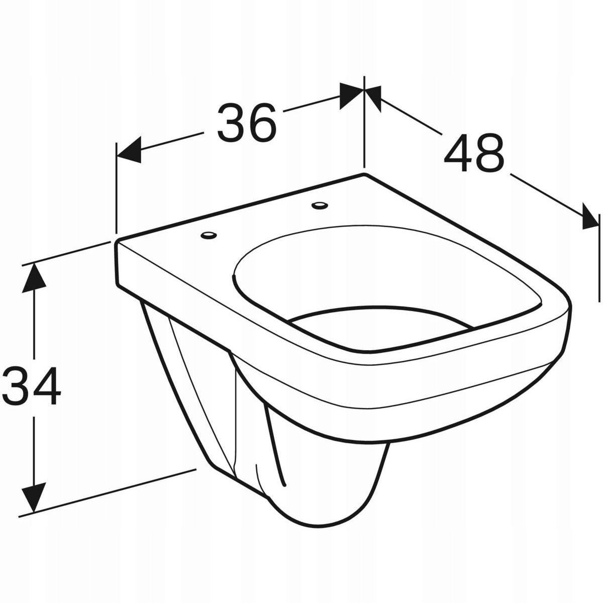 Miska wisząca WC Selnova Compact, lejowa, B36 cm, H34 cm, T48 cm, krótka, k