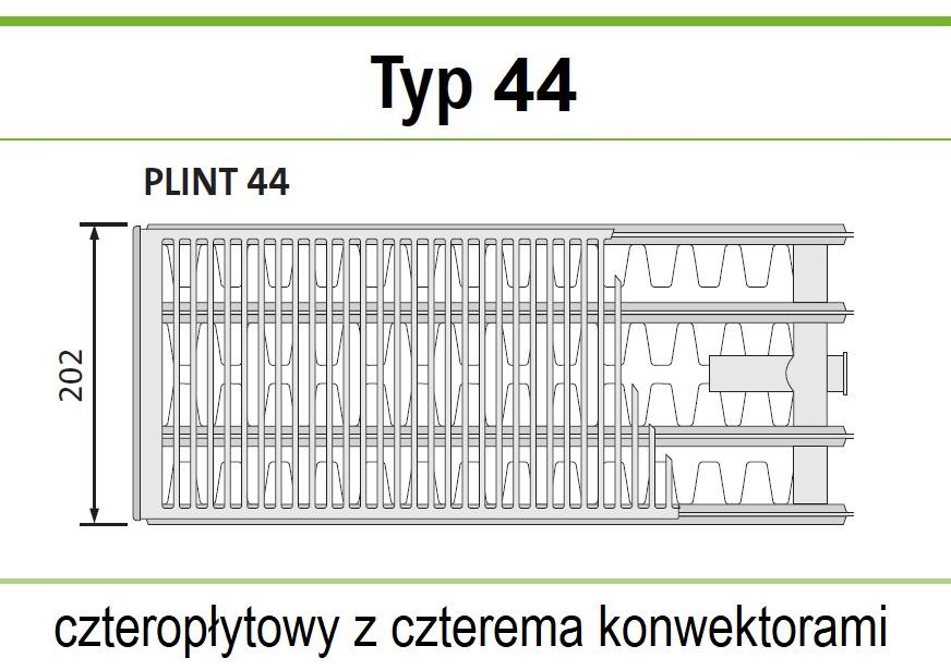 Polski grzejnik stalowy PURMO PLINT CV44 200x2600 DOLNY GRAFIT SZARY R 7024