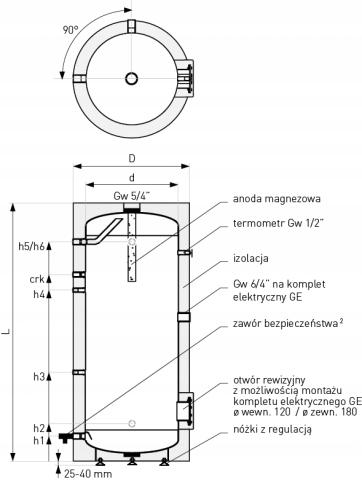 Zasobnik 400l SG(S) bez wężownicy, emaliowany, twarda pianka poliuretanowa,