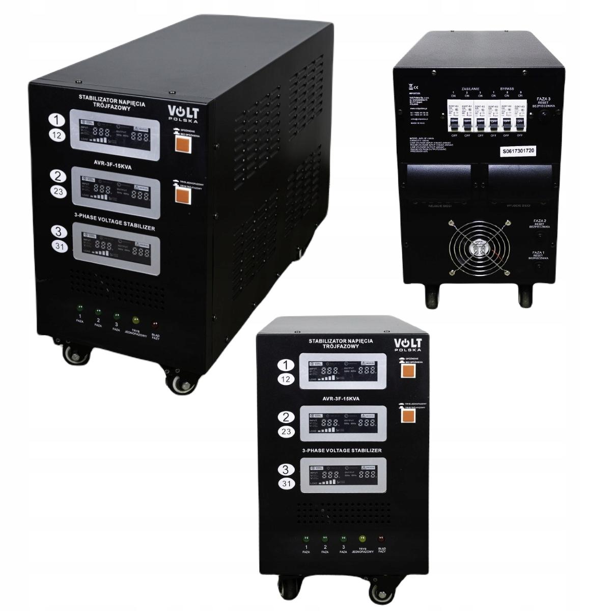 VOLT Stabilizator napięcia trójfazowy AVR PRO 15000VA 3% SERVO 3-F