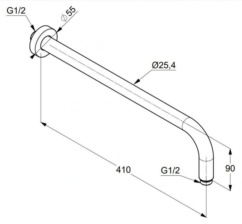Ramię natrysku KLUDI A-QA 400 mm DN 15 czarne mat